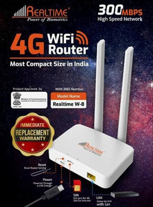 Realtime W-8 4G Router 2.1 GHz 300 Mbps Wifi Speed Single Band External Antenna MiFi (Sim Based)