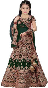 Indian Tulip Girls Lehenga Choli Ethnic Wear Embroidered Lehenga, Choli and Dupatta Set