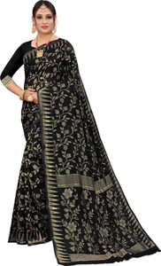 FluteFashion Self Design Jamdani Cotton Blend Saree