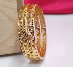 AK Brass, Metal Cubic Zirconia, Diamond Gold-plated Bangle