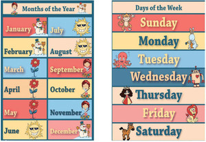 Days Of The week|Months Of The Year|Sticker Poster Combo For Kids ...