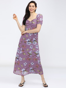 Tokyo Talkies Women A-line Purple Midi/Calf Length Dress