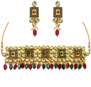 Ttrendy Collection Copper Gold-plated Multicolor Jewellery Set
