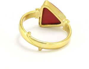SR Swasti Retail 6.25 Ratti Trikona Tikona Coral Moonga Panchdhatu Stone Adjustable Ring for Men and women Shell Coral Rhodium Plated Ring