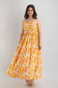 NYAARI Women Gown Orange Maxi/Full Length Dress