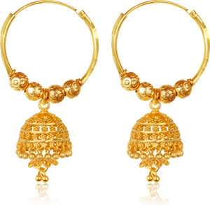 Heer Collection Latest Design South Indian Temple Jewellery Traditional 1gm Gold n Micron Plated Jhumkhi Meenakari Jhumki Jumkas Stylish Fancy Party Wear Wedding Bridal Daily Use Oxidised Golden Earrings / Earings / Ear rings Gold Bali jhumka Earring For Women & Girls Alloy, Brass, Metal Jhumki Earring
