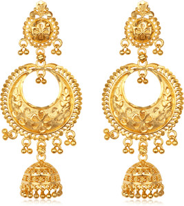Heer Collection South Indian Temple Jewellery Traditional 1gm Gold n Micron Plated Jhumki Jumkas Alloy, Brass, Metal Jhumki Earring