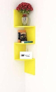 CraftOnline 3 Curved Zigzag Corner Wall Mount Shelf Unit for Home Decorative Furniture Wooden, MDF (Medium Density Fiber) Wall Shelf