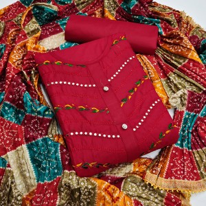 Hani synthetics Cotton Blend Embellished Salwar Suit Material