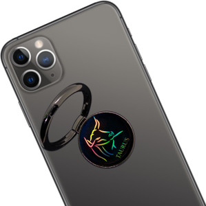 Swap-n-Snap 360° Holo-Ring Mobile Holder With ZODIAC DESIGN- TAURUS Changeable Logo Magnet , Selfie Grip, Handsfree Stand, Universal Metallic Dock Mobile Holder Mobile Holder