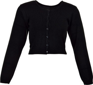 Knitco Solid Round Neck Casual Women Black Sweater