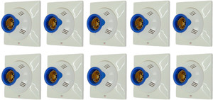 Prop It Up DECORATIVE SQUARE White/Blue Fancy Bulb holder for wall home Plastic Light Socket (B-22) PACK OF 10 (HN/04) Plastic, Brass Light Socket