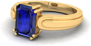 Chopra Gems A+ Quality Natural Blue Sapphire Neelam Ring Brass Sapphire Gold Plated Ring