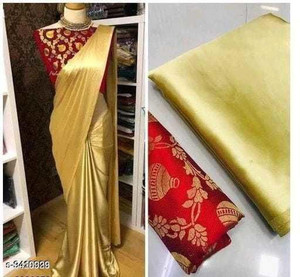 Hari Om Fab Solid/Plain Chanderi Satin Saree