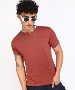 Pepe Jeans Solid Men Henley Neck Red T-Shirt