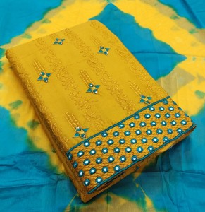 Ishika Creation Cotton Blend Embroidered Kurta & Churidar Material
