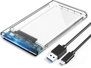 Nsinc 2.5" External Hard Drive Enclosure, SATA III to USB Type-C for HDD/SSD - Tool Free Installation, Transparent Design, Supports UASP and up to 4TB [Hard Drive NOT Included] 2.5 inch EXTERNAL CASE
