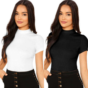Dream Beauty Fashion Casual Solid Women White, Black Top