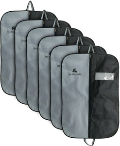 SH NASIMA GREY BLACK Transparent Coat Cover | Cloth Cover | Blazer Cover (Set of 6) - Grey & Black 06