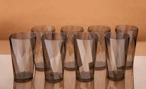 सेंट्रीकस Twisted Shape Plastic Water Glasses GREY Glass Set ग्लास सेट