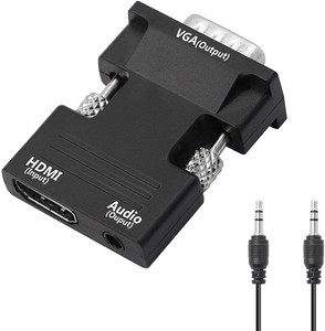 microware  TV-out Cable HDMI to VGA Adapter with 3.5mm Audio Jack HDMI Female to VGA Male Converter?Compatible for Computer, Desktop, Laptop, PC, Monitor, Projector, HDTV, Chromebook, Roku, Xbox and More