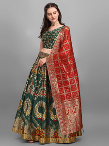 PURVAJA Solid Semi Stitched Lehenga Choli