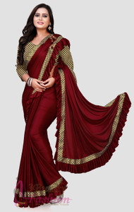 3Buddy Fashion Woven, Solid/Plain Bollywood Lycra Blend Saree