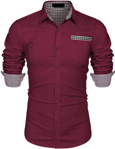 DIMMY Men Solid Casual Purple Shirt
