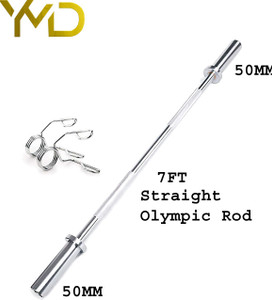 YMD 7 Feet Straight Olympic Barbell Rod (30 mm Internal Dia & 50mm Outer Dia) Weight Lifting Bar