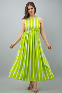 NYAARI Women Fit and Flare Light Green Ankle Length Dress