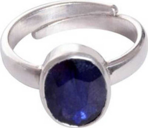 Chopra Gems Blue Sapphire/Neelam Gemstone Panchdhatu Adjustable Ring for Women & Men Brass Silver Plated Ring