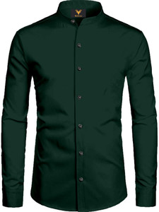 NIVICK Men Solid Formal Dark Green Shirt