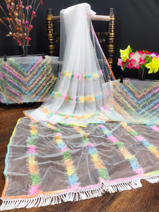 GZS Embroidered Bollywood Net Saree