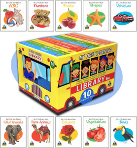 My First Picture Learning Library Box Of 10 Little Board Books (Pre-School Books) | Gift Set For Kids | Alphabet, Number, Shapes, Colours, Animals, Birds & more