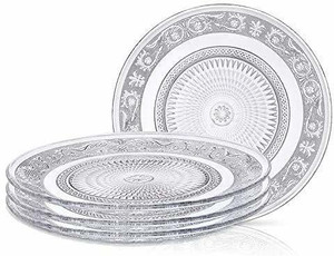 VINAR 8 inch Crystal Clear Glass Plate 6 PIC-Snack Plate (6 set