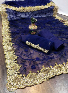 GRIVENTOM CREATION Embroidered Bollywood Net Saree