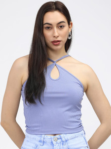 Tokyo Talkies Casual Solid Women Purple Top