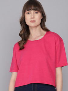 IMSA MODA Casual Solid Women Pink Top