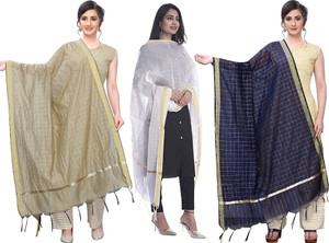 Sekmany Poly Chanderi Checkered Women Dupatta