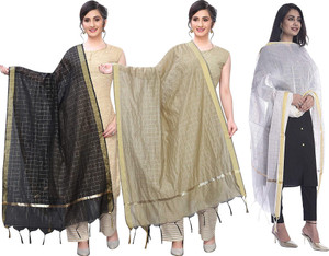 Sekmany Poly Chanderi Checkered Women Dupatta