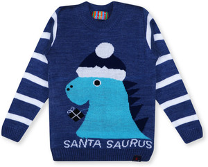 Knitco Self Design Round Neck Casual Boys & Girls Multicolor Sweater