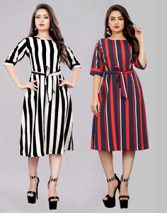 Modli 20 Fashion Women A-line Multicolor Knee Length Dress