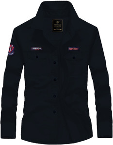 GreenFlair Men Solid Casual Black Shirt