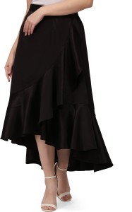 Smarty Pants Solid Women Layered Black Skirt