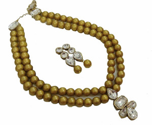 White pearl Alloy Gold-plated Gold Jewellery Set