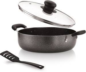 iVBOX Galaxy-02 Deep Kadhai 2-Litre Induction Bottom Non-Stick with Glass Lid कढ़ाही 22 cm ढक्कन के साथ