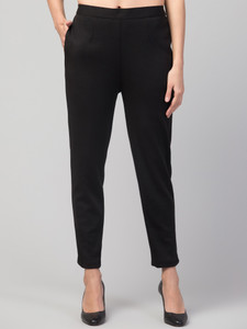 STYLE PREZONE Slim Fit Women Black Trousers