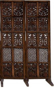 Decorhand Handcrafted 2 Panel Wooden Room Divider Screen With Stand Solid Wood Decorative Screen Partition