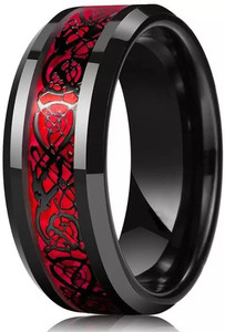 IGA COLLECTION Valentine Special Dragon Colour Base Stainless Steel Finger Ring - Thumb Ring स्टेनलेस स्टील टाइटेनियम प्लेटेड रिंग