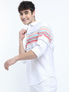 HIGHLANDER Men Solid Casual White Shirt